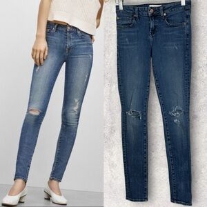 ARITZIA The Castings Distress Skin Jeans Medium Blue Wash Size 26 USA Made Denim
